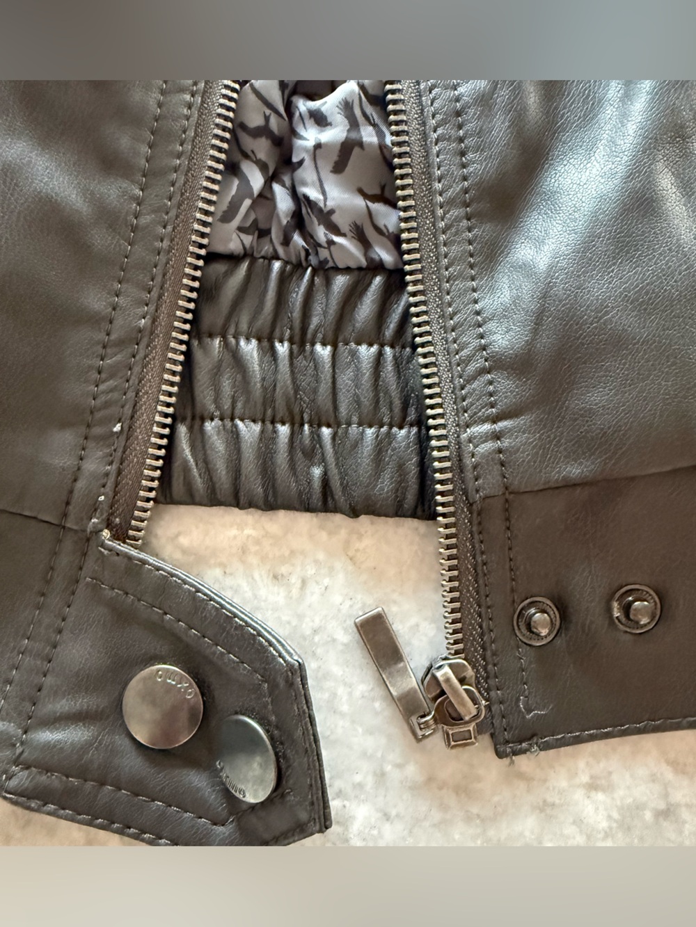 Slate gray Faux Leather Jacket - Women - Picture 9 of 14